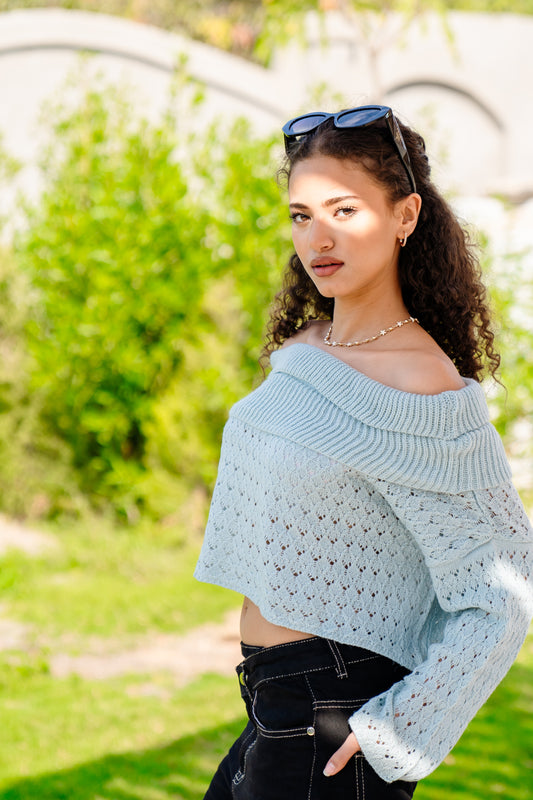 Chic Cascade Top in Aqua