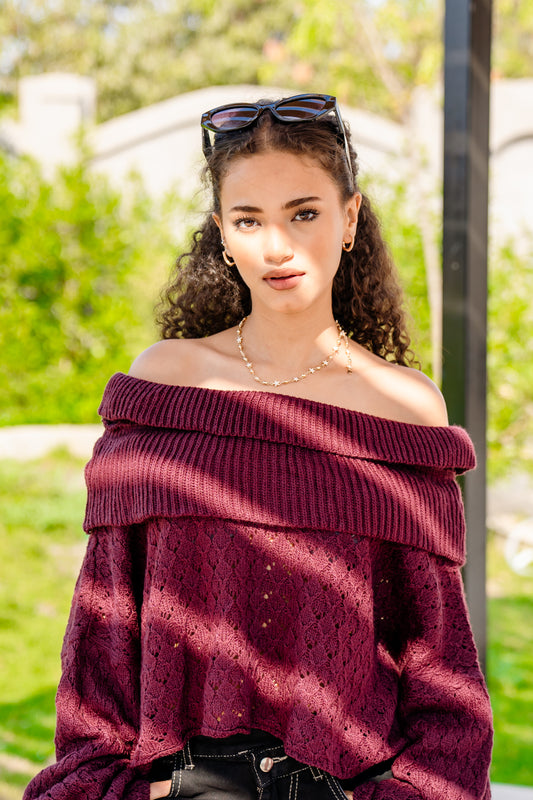 Chic Cascade Top in burgundy