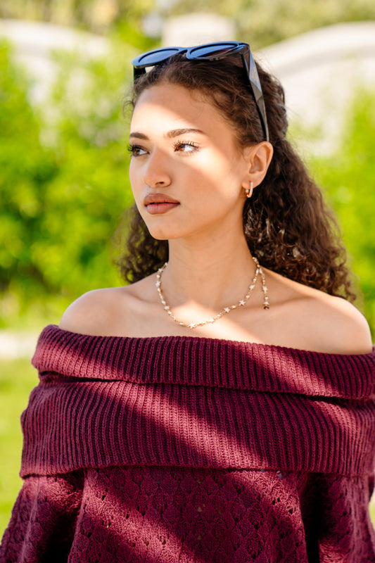 Chic Cascade Top in burgundy